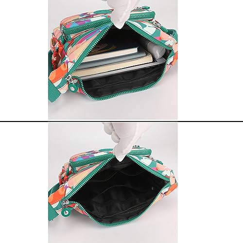 Pealwel Women Shoulder Handbag Roomy Multiple Pockets Bag Ladies Crossbody Purse Tote Top Handle Satchel(Dark Blue-Floral) - Image 3