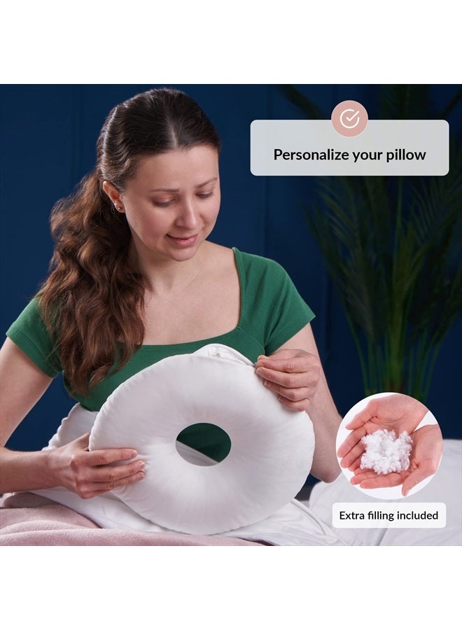 ODOXIA Piercing Pillow | Ear Piercing Pillow for Side Sleepers | Relieves Ear Pain | Adjustable Filling | Donut Pillow for Ear | Reduces Ear Pressure | Pillow with Ear Hole | CNH Ear Pillow | Earring Pillow  - Image 4