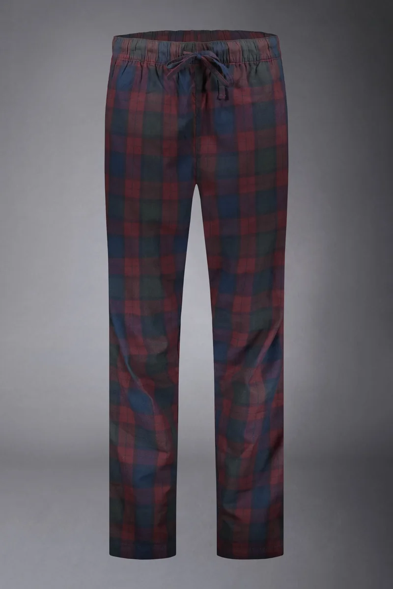 Doppelganger Red Men's tartan patterned pajamas in pure cotton - Bordeaux for Men | Best Price UAE