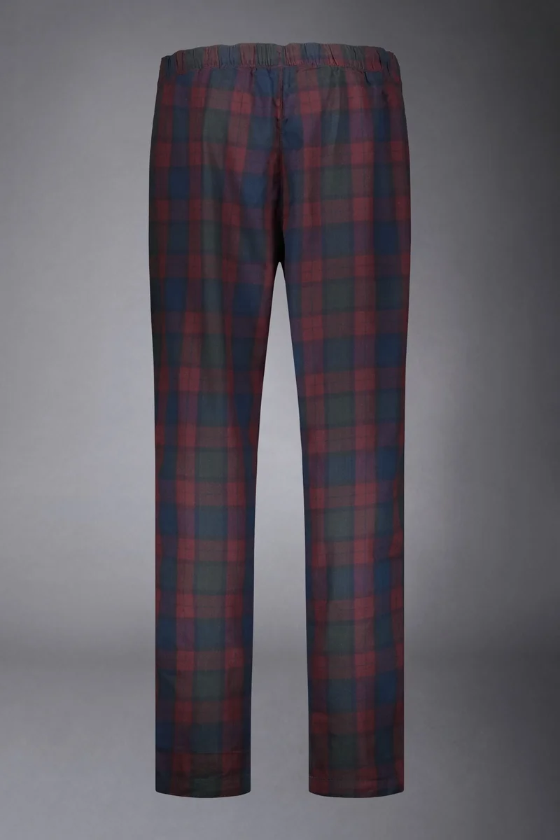 Doppelganger Red Men's tartan patterned pajamas in pure cotton - Bordeaux for Men | Best Price UAE