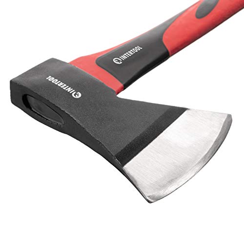 INTERTOOL 15” Camping Hatchet Axe – Compact Wood Splitting Tool with Fiberglass Shock-Resistant Handle, Small Axe for Chopping Firewood, Kindling, and Survival Gear – HT-0262 - Image 4