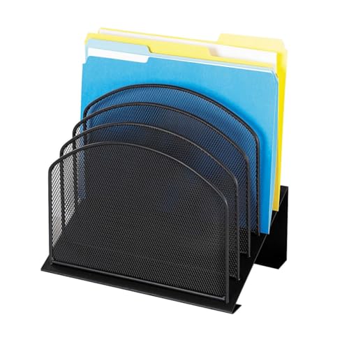 Safco Onyx Desk Organizer, 5 Tiered Vertical Compartments, Office and Classroom Mailbox , Paper and Mail Sorter, Steel Mesh, Black - Image 3