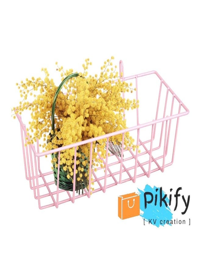 Pikify DIY Steel Grid Oblong Photo Frame for Wall Clip Holder Photo Frame,Multi Functional Creative Mesh Wall Grid-(Package: 1xFrame (45X65 cm) + 1xBasket )-[Made in India] (Pink) - Image 5