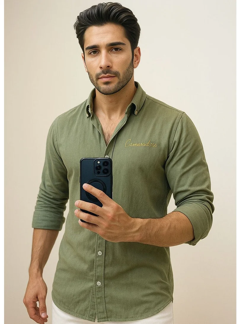 ثوجفيت قميص كتان فاخر عبوة من قطعتين أبيض + أخضر