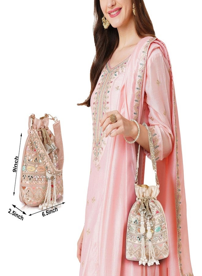 PLANX Velvet SilK Stylish Fancy Embroidery Unique Design Traditional Ethnic Wedding Party Handheld Potli For Women - Image 2
