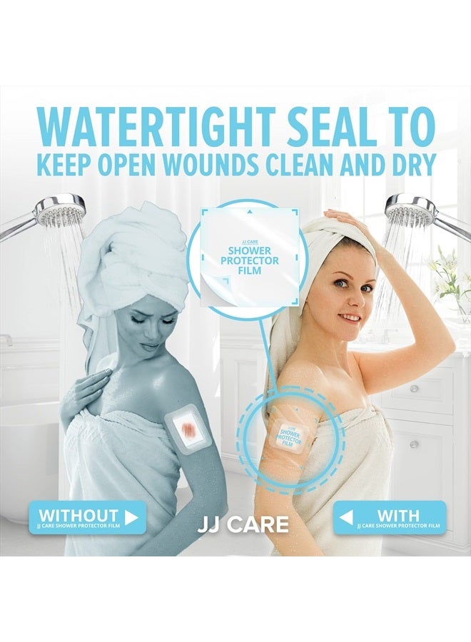JJ CARE حامي الدش [عبوة من 14]، غطاء قسطرة الغسيل 9x9، حاجز الماء لخط PICC، دروع دش القولون، حامي الضمادات المقاوم للماء، إمداد لمدة أسبوعين - Image 2