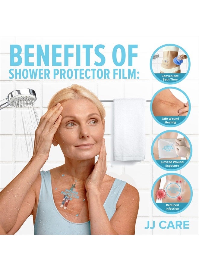 JJ CARE حامي الدش [عبوة من 14]، غطاء قسطرة الغسيل 9x9، حاجز الماء لخط PICC، دروع دش القولون، حامي الضمادات المقاوم للماء، إمداد لمدة أسبوعين - Image 5