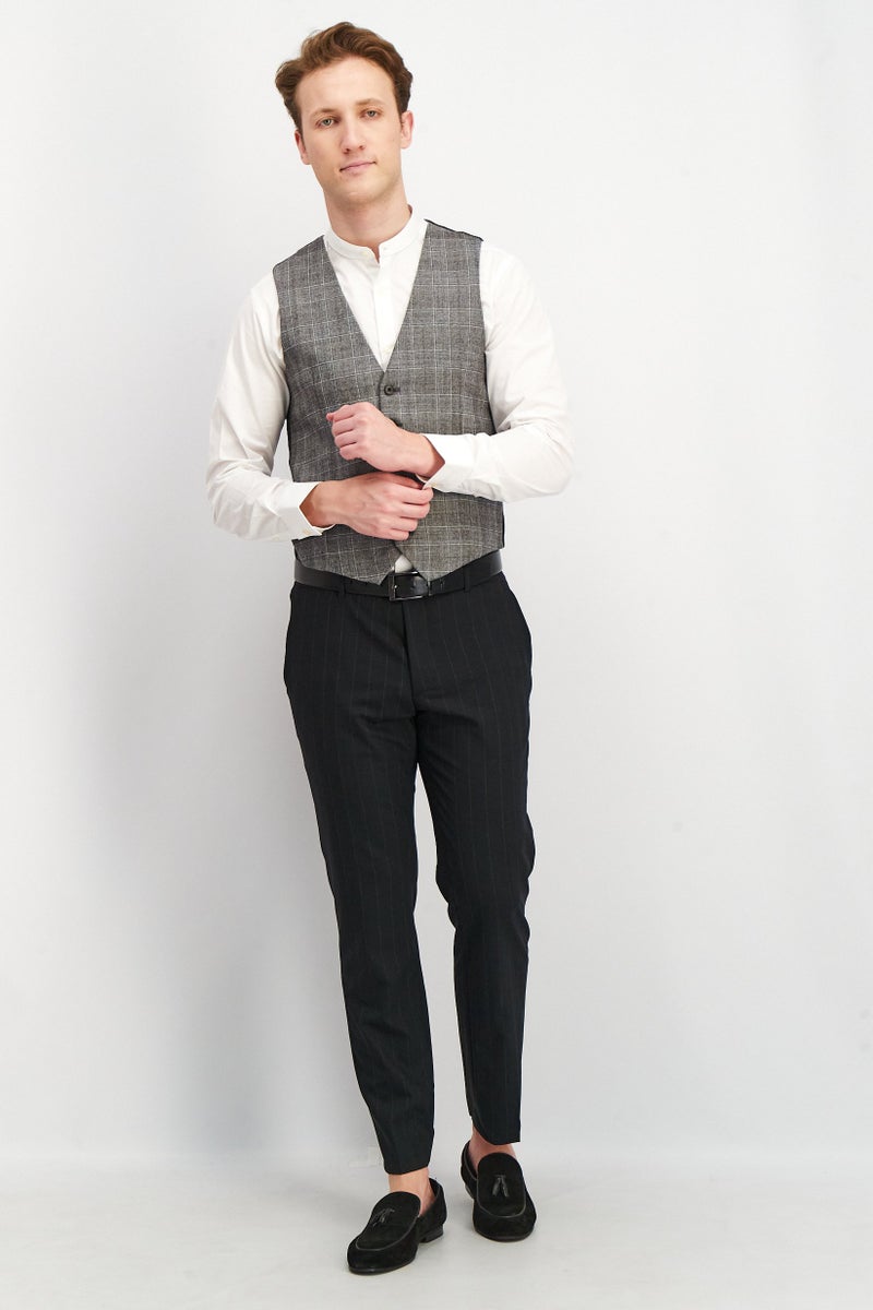 SELECTED Men Regular Fit Plaid Michael Vest, Grey - Image 4