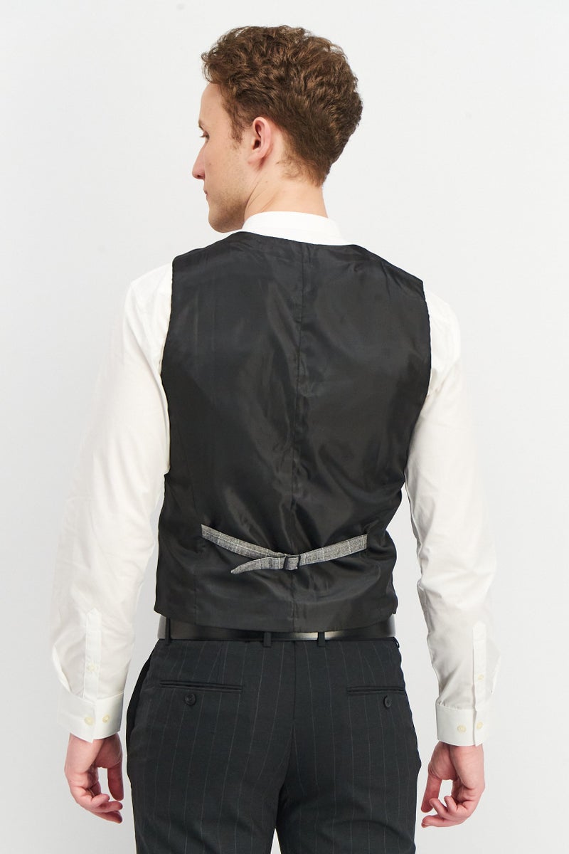 SELECTED Men Regular Fit Plaid Michael Vest, Grey - Image 2