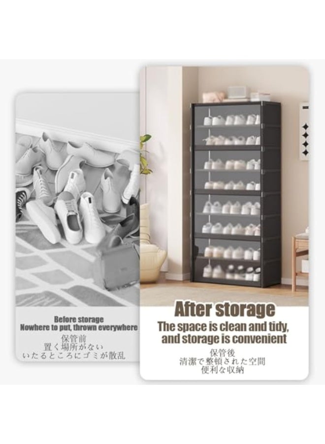 Arabest Flip-Drawers Shoe Rack Shoe Storage Cabinet Flip Down Shoe Storage Modern Shoe Cabinet Hallway Cupboard Storage Organiser Footwear Stand Rack Standing Shoe Organizer For Hallway(Black,71*64cm - Image 5