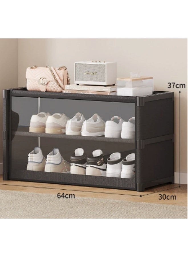 Arabest Flip-Drawers Shoe Rack Shoe Storage Cabinet Flip Down Shoe Storage Modern Shoe Cabinet Hallway Cupboard Storage Organiser Footwear Stand Rack Standing Shoe Organizer For Hallway(Black,71*64cm - Image 1