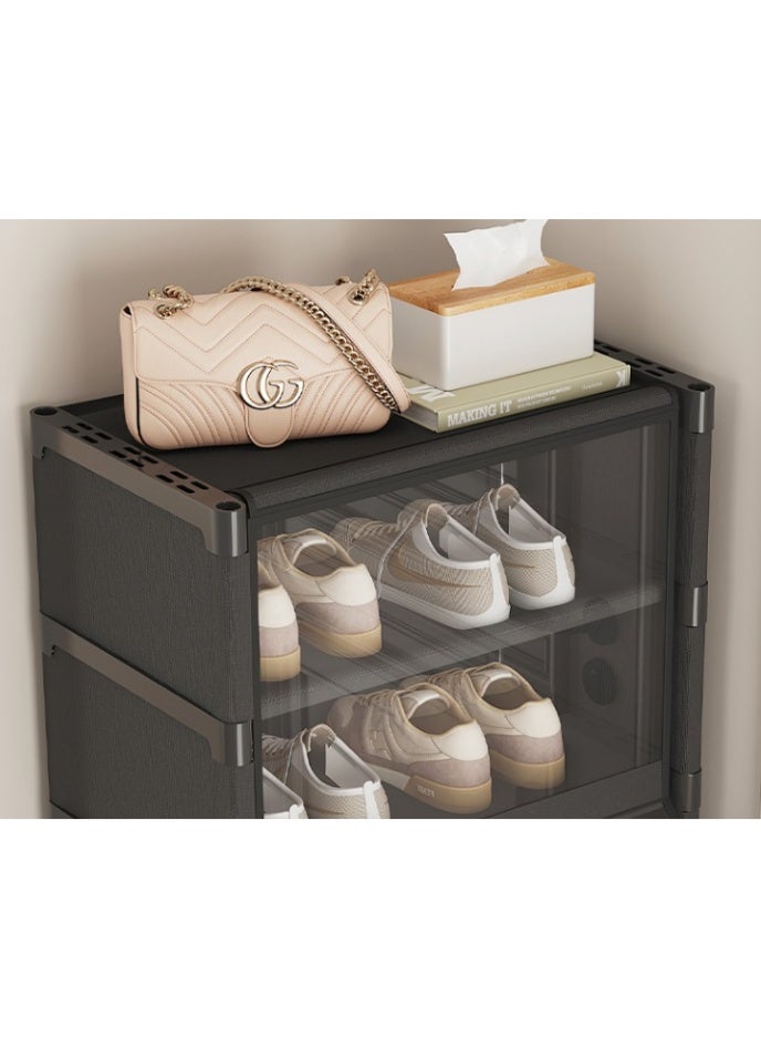 Arabest Flip-Drawers Shoe Rack Shoe Storage Cabinet Flip Down Shoe Storage Modern Shoe Cabinet Hallway Cupboard Storage Organiser Footwear Stand Rack Standing Shoe Organizer For Hallway(Black,71*64cm - Image 3