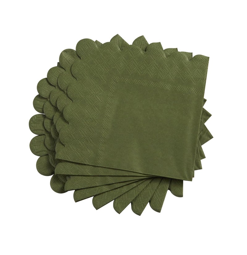BEFORYOU 200 Pack Cocktail Napkin 2-Ply Scalloped Edged Dessert Napkins Folded 5 x 5 Inches Disposable Napkins for Dinner Wedding Birthday Party Bridal Anniversary Reception Event (Green) - Image 5