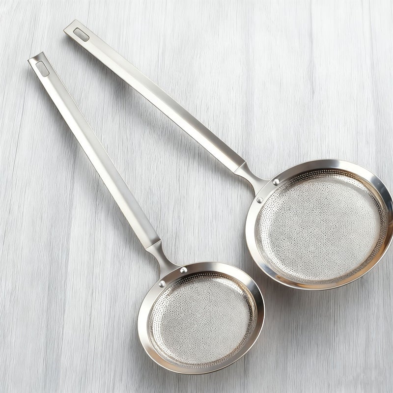 2Pcs Stainless Steel Mesh Skimmer Fine Mesh Foam Scum Filter Oil Strainer For Cooking Frying Pasta Vegetables Safe Oil Draining Durable Kitchen Tool - Image 5