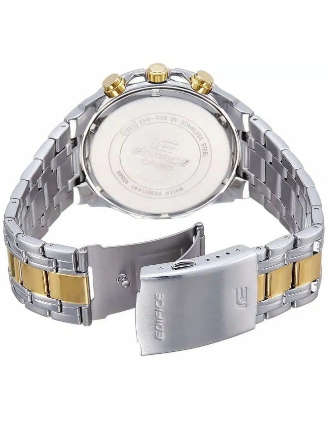 Casio Casio Edifice Chronograph Watch for Men – Black Dial with Two-Tone Silver & Gold Stainless Steel Strap (EFR539SG-1A) - Image 2