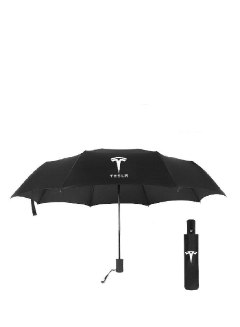 Tesla مظلة تسلا قابلة للطي 8 - ضلوع مع علامة تجارية أنيقة