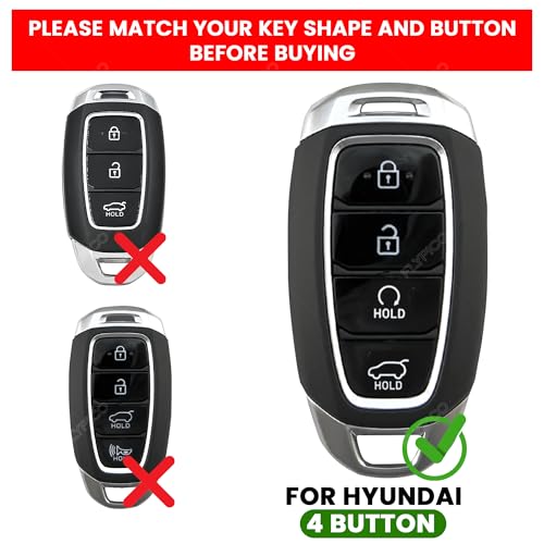 Coll of Fest Metal Silicon Key Cover Compatible with Hyundai Verna 2023 2024 | i20 Facelift N Line N8 Car 4 Button Smart Key Special Feature Visible in Low-Light Condition - Image 2