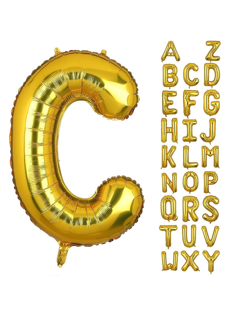 Goldedge 32 Inch Giant Gold Letter C Foil Helium Balloons Big Single Mylar Balloon Birthday Party Decoration Supply Baby Shower (Gold C)  - Image 1