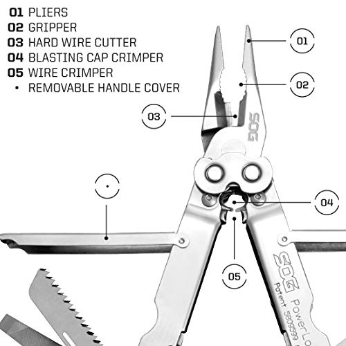 SOG Powerlock Heavy Duty 18 Multitool Pliers with Ballistic Nylon Sheath (Satin) - Image 4