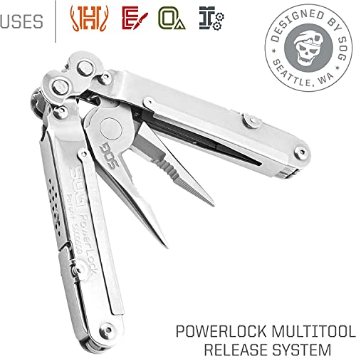 SOG Powerlock Heavy Duty 18 Multitool Pliers with Ballistic Nylon Sheath (Satin) - Image 3