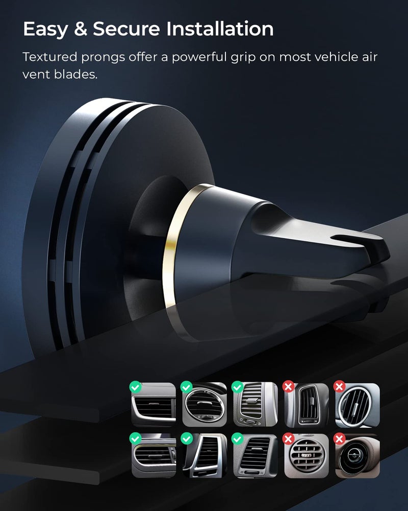 iOttie Velox Mini MagSafe Compatible Air Vent Car Mount in Midnight Blue with Wireless Charging. Compatible with MagSafe iPhones Including iPhone 12/13/14/15/16/17 Series (Car Charger Included) - Image 3