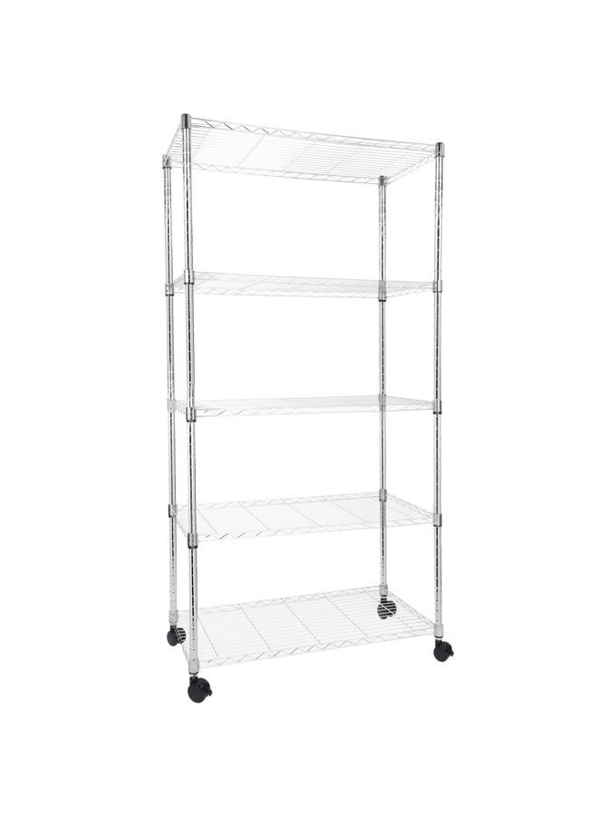 Whitmor 5 Tier Storage Shelves, Heavy Duty with Wheels, Adjustable Steel Organizer, 400 lbs Capacity per Shelf, Max 2000 lbs Total for Home, Garage, Workshop, 36" L x 18" W x 71" H, Chrome - Image 1