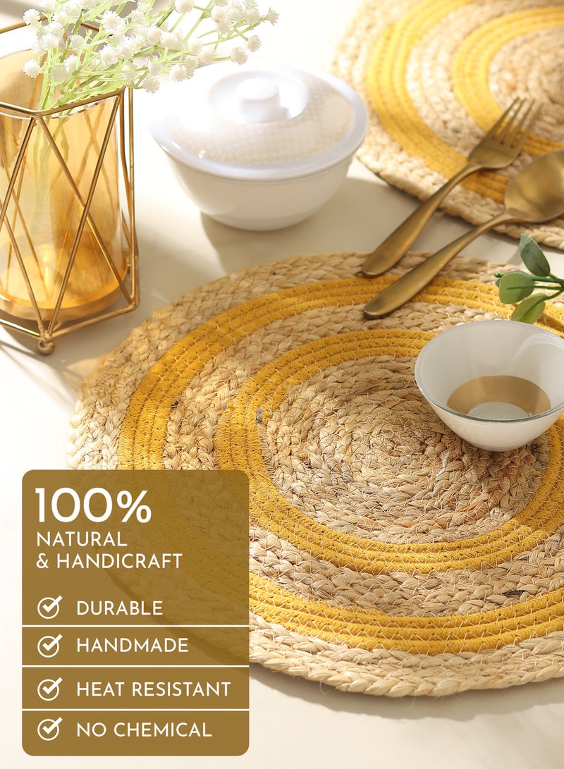 Raymond Handmade Jute Placemat – eco-friendly, durable jute mat. Perfect for dining, decor, or gifting! 35 CM-14 INCH - 4 Pcs Set - Image 1