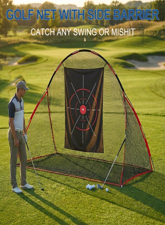 WishDirect Golf Net, 10 X 7 Ft Foldable Golf Practice Net with Tear-Resistant Target Cloth and Side Barriers for Home Backyard Garage Practising Training Driving Chipping Swing (Free Carrying Bag) - Image 2