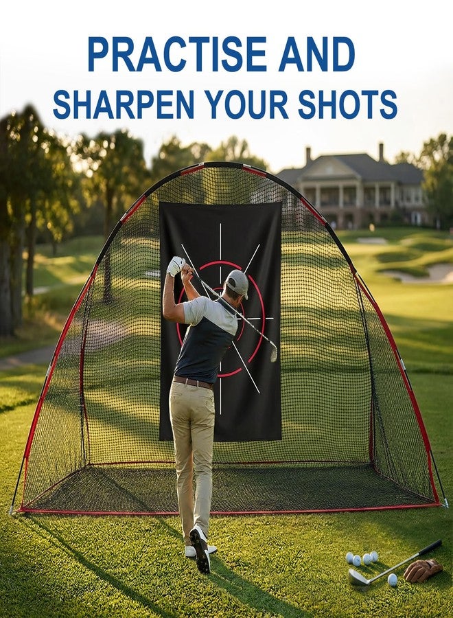 WishDirect Golf Net, 10 X 7 Ft Foldable Golf Practice Net with Tear-Resistant Target Cloth and Side Barriers for Home Backyard Garage Practising Training Driving Chipping Swing (Free Carrying Bag) - Image 3