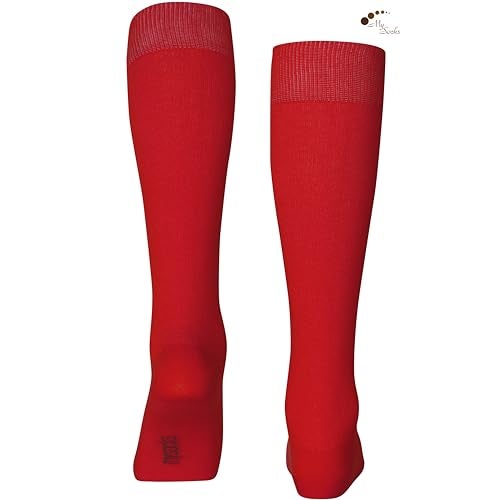 Mysocks جوارب ميسوكز حمراء عالية الركبة للنساء والرجال من القطن الممشط بدون كعب طويل - Image 5