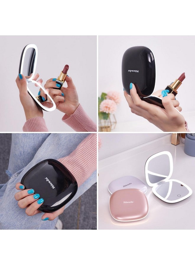Mocado Compact LED Magnifying Travel Makeup-Mirror - 4 inches 1X/10X Magnification Small Hand Pocket Dimmable Double Sided USB Rechargeable Touch Screen, Portable Tabletop Cosmetic (Black) - Image 4