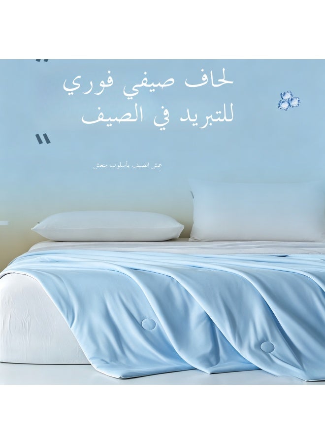 Cooling Ice Silk Summer Quilt 230cm x 200cm, Machine Washable Breathable Lightweight Air Conditioner Comforter, Double Side Cold Touch Blanket For Bedroom Hot Sleepers - Image 3