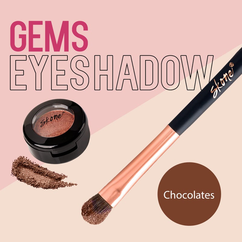 Skone Cosmetics Gems Eye Shadow, Highly Pigmented, Longwear Eye Makeup, Single Eyeshadow with Pro Shimmery Finish - Ultra-Blendable, Slightly Shimmer Shades - Brown Eyeshadow - Chocolate - Image 1