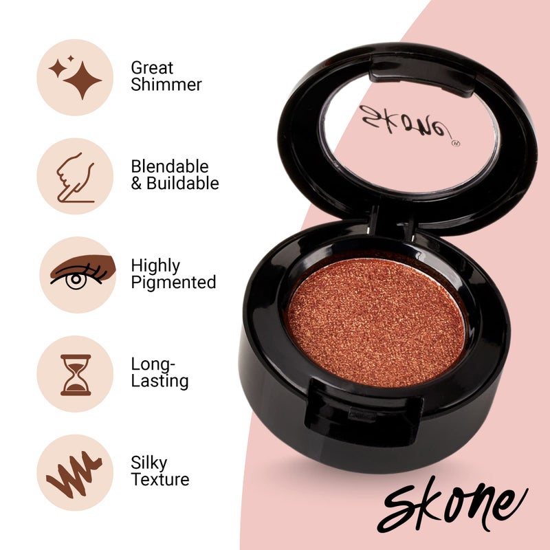 Skone Cosmetics Gems Eye Shadow, Highly Pigmented, Longwear Eye Makeup, Single Eyeshadow with Pro Shimmery Finish - Ultra-Blendable, Slightly Shimmer Shades - Brown Eyeshadow - Chocolate - Image 2