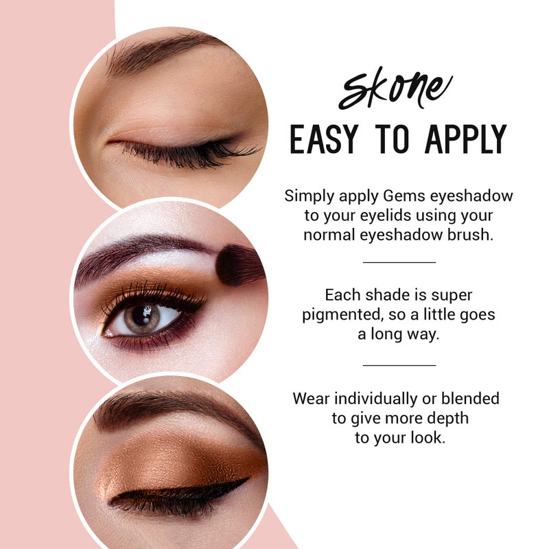 Skone Cosmetics Gems Eye Shadow, Highly Pigmented, Longwear Eye Makeup, Single Eyeshadow with Pro Shimmery Finish - Ultra-Blendable, Slightly Shimmer Shades - Brown Eyeshadow - Chocolate - Image 3