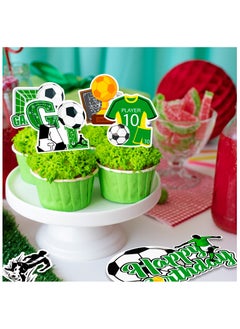 FRUITFUL PARTY Soccer Cake Topper, 13pcs Soccer Cake Decorations Set - Soccer Cupcake Toppers + Soccer Ball Cake Topper/Soccer Birthday Cake Topper, Soccer Party Cake Topper for Soccer Birthday Party Decorations  - Image 5