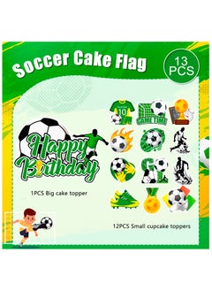 FRUITFUL PARTY Soccer Cake Topper, 13pcs Soccer Cake Decorations Set - Soccer Cupcake Toppers + Soccer Ball Cake Topper/Soccer Birthday Cake Topper, Soccer Party Cake Topper for Soccer Birthday Party Decorations  - Image 2