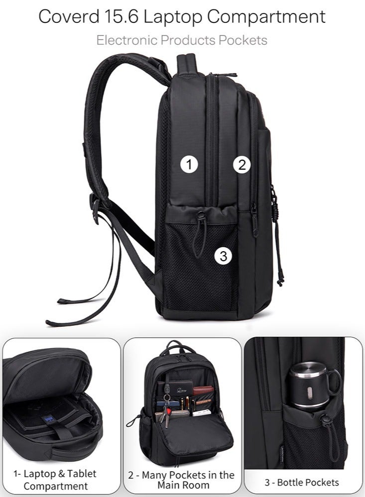 ARCTIC HUNTER Casual Daily Laptop Backpack, Durable College School Bag with Laptop and Tablet Compartment for Men, Black  - Image 4