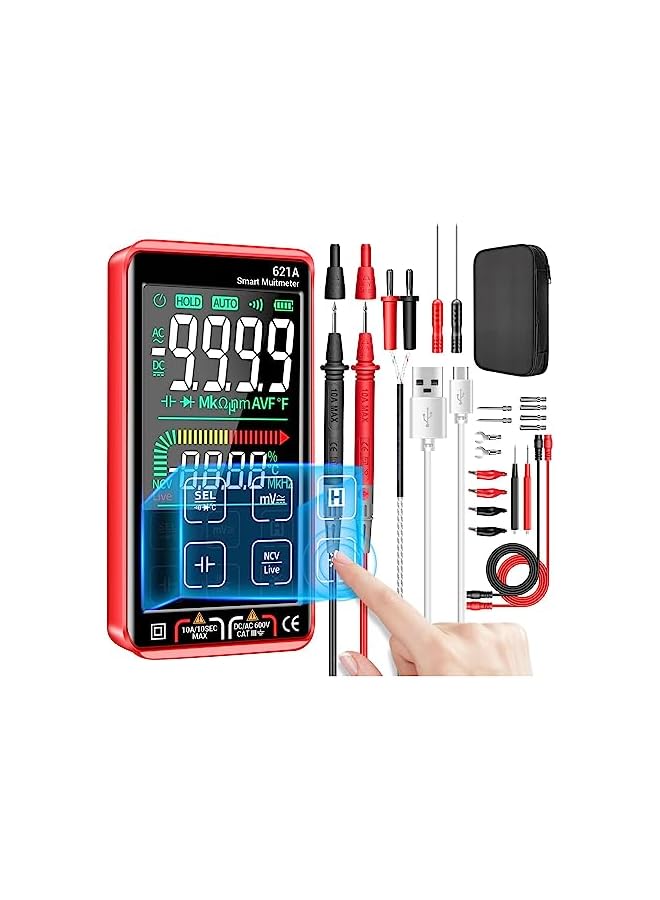 promass Digital Multimeter Tester, Smart Touch TRMS, Auto-Ranging Fast Accurately Measures, Rechargeable anti-burning Ohm With NCV, for Measures DC/AC Current, Voltage, Resistance Diodes, Capacitance - Image 2