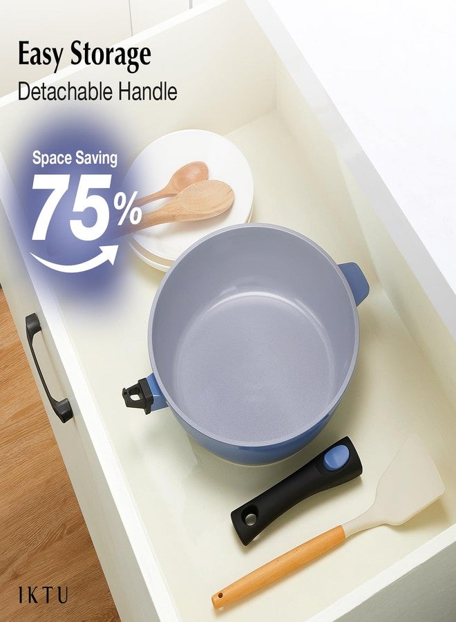 IKTU Ceramic Nonstick Deep Frying Pan, 11Inch Nonstick 4Qt Saute Pan with Helper Handle and Lid, Large Skillet Pan Induction Cookware with Detachable Handle, PFAS PFOA & PTFE Free - Image 5