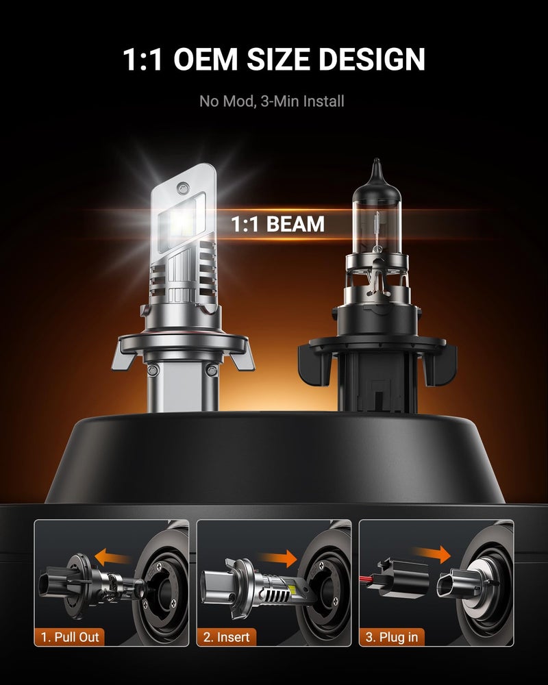 SEALIGHT H13 Bulbs with 6500K White Light,40000LM Super Bright, 1:1Mini Design Fog Light Bulbs,3 Mins Plug-N-Play, Pack of 2 H13 Bulbs - Image 4