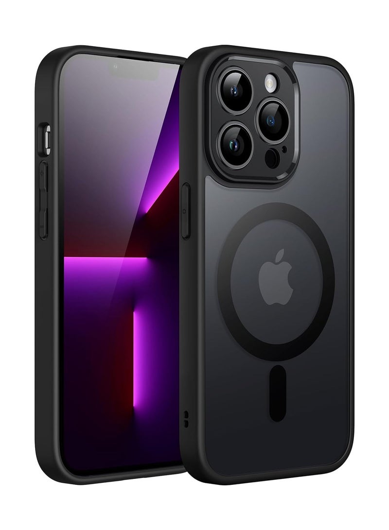 Magnetic Case for iPhone 16 Pro  6.7-Inch, Compatible with MagSafe, Translucent Matte Back Camera Lens Full Protection Slim Shockproof Phone Cover (Black)  - Image 1