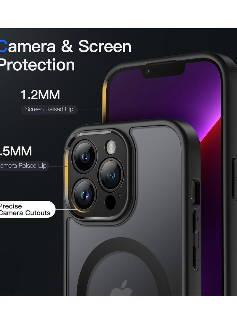 Magnetic Case for iPhone 16 Pro  6.7-Inch, Compatible with MagSafe, Translucent Matte Back Camera Lens Full Protection Slim Shockproof Phone Cover (Black)  - Image 2