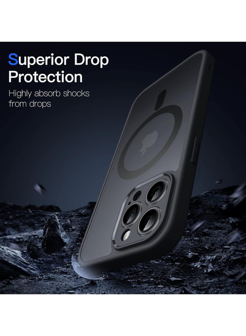 Magnetic Case for iPhone 16 Pro  6.7-Inch, Compatible with MagSafe, Translucent Matte Back Camera Lens Full Protection Slim Shockproof Phone Cover (Black)  - Image 3