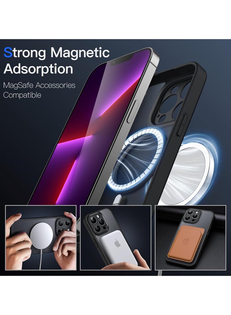 Magnetic Case for iPhone 16 Pro  6.7-Inch, Compatible with MagSafe, Translucent Matte Back Camera Lens Full Protection Slim Shockproof Phone Cover (Black)  - Image 4