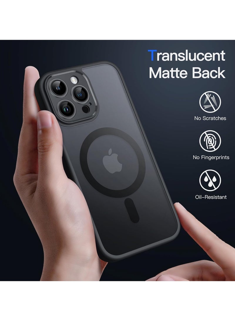 Magnetic Case for iPhone 16 Pro  6.7-Inch, Compatible with MagSafe, Translucent Matte Back Camera Lens Full Protection Slim Shockproof Phone Cover (Black)  - Image 5