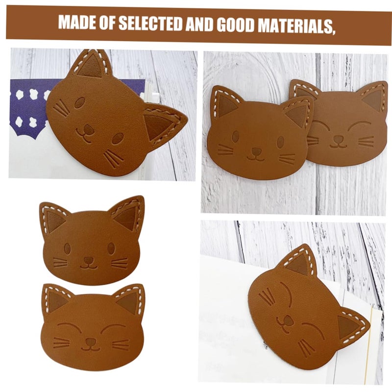 Cat Shaped Leather Bookmarks 2 Pack Cute Cartoon Page Markers For Reading Book Lovers - Image 4