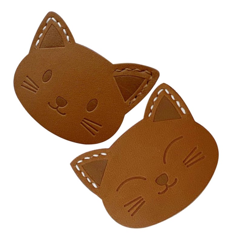Cat Shaped Leather Bookmarks 2 Pack Cute Cartoon Page Markers For Reading Book Lovers - Image 2