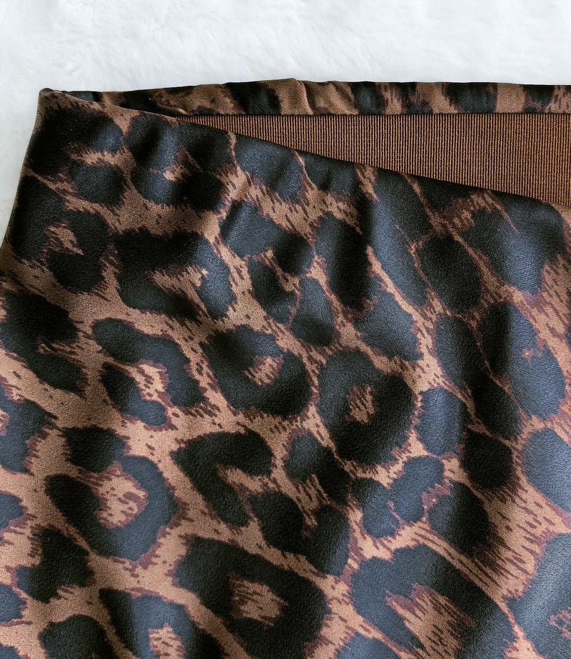 Teddify Women's Satin Maxi Skirt High Waisted Elastic Waistband Silk A-Line Casual Party Leopard Print Long Skirts for Women (Leopard Brown02, Large) - Image 4