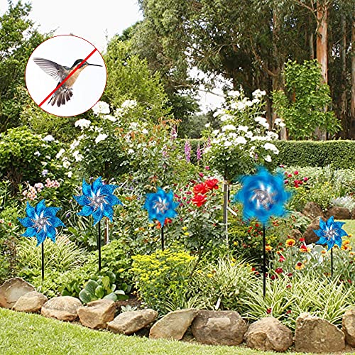 Hausse 10 Pack Reflective Pinwheels with Stakes, Extra Sparkly Pin Wheel for Garden Decor, Bird Repellent Devices Deterrent to Scare Birds Away from Yard Patio Farm, Blue - Image 5